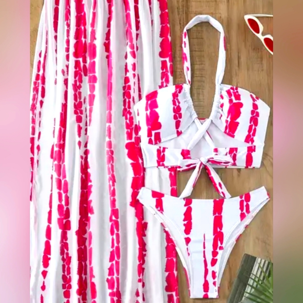 Women's Pink And White Swimsuit